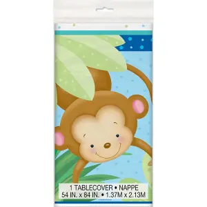 Unique Party Plastic Monkey Baby Shower Party Table Cover White/Blue/Green (One Size)