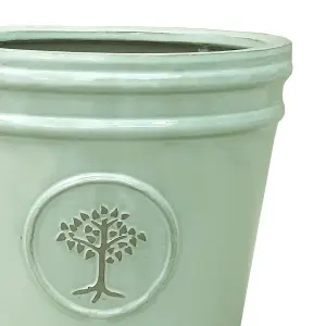 Verve Barcău Gloss Olive Ceramic Plant pot (Dia) 20cm, (H)18cm, 6L