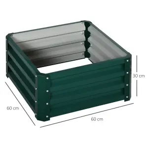 Outsunny Set of 2 Raised Garden Bed Galvanised Planter Box, Green