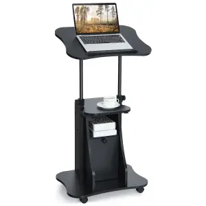 Costway Mobile Laptop Table Height Adjustable Sit Stand Computer Desk Presentation Cart