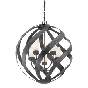 Luminosa Quoizel Blacksmith Spherical Pendant Ceiling Light Old Black, IP44