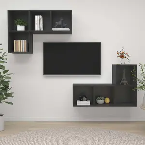 Berkfield Wall-mounted TV Cabinets 4 pcs Grey Engineered Wood