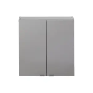 GoodHome Imandra Gloss Anthracite Double Bathroom Wall cabinet (H)60cm (W)6cm