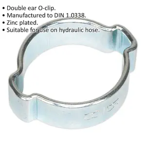 25 PACK Zinc Plated Double Ear O-Clip - 15mm to 18mm Diameter - Hose Pipe Fixing