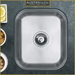 Austen & Co. Lucca Stainless Steel Undermount Single Bowl Kitchen Sink, Lifetime Guarantee, Easy To Clean, Fast & Free Delivery