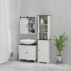 kleankin Tall Bathroom Cabinet Storage Cupboard with Door, Adjustable Shelves