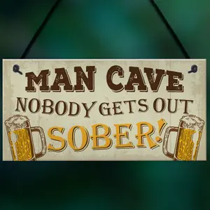 Red Ocean Man Cave Sign Garden Shed Bar Pub Hanging Plaque Friendship Gift For Dad