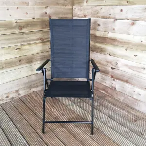 Multi Position High Back Reclining Garden / Outdoor Folding Chair in Black