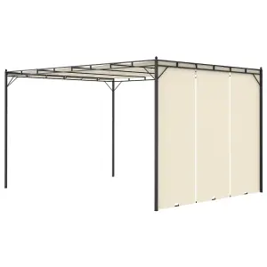 Berkfield Garden Gazebo with Side Curtain 4x3x2.25 m Cream