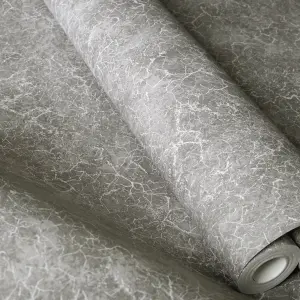 Galerie Azulejo Grey Bento Distressed Marble Crackle Wallpaper Roll