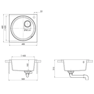 Berkfield Kitchen Sink with Overflow Hole Black Granite