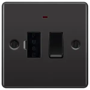 GoodHome Black Nickel 13A 2 way Raised rounded profile Screwed Switched Neon indicator Fused connection unit