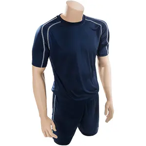 XL ADULT Short Sleeve Training Shirt & Short Set NAVY/WHITE PLAIN Football Kit