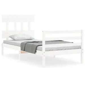 Berkfield Bed Frame with Headboard White 100x200 cm Solid Wood