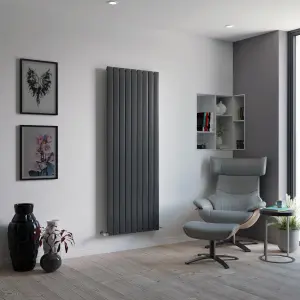 Ximax Vertirad HW1800670A Anthracite Gas Vertical Designer panel 4386BTU Radiator, (W)670mm x (H)1800mm