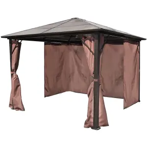 Berkfield Gazebo with Curtain Brown Aluminium 300 x 300 cm