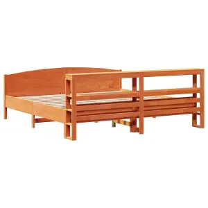 Berkfield Bed Frame without Mattress Wax Brown 180x200 cm Super King Solid Wood Pine