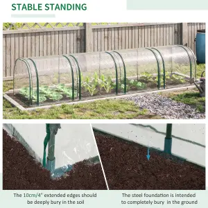 Outsunny Tunnel Greenhouse Steel Frame for Garden w/ Zipper Doors