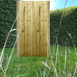 Premier Garden Supplies Pedestrian Gate 180cm (6ft) High x 90cm Wide Feather Edge Flat Top Fully Framed Single Swing Gate