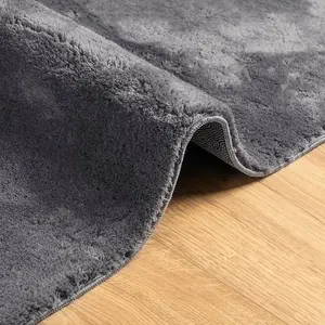 Rug HUARTE Short Pile Soft and Washable Anthracite 140x200 cm