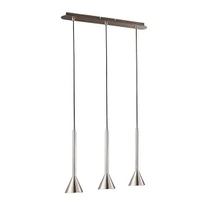 Luminosa Modern Hanging Pendant Satin Nickel 3 Light  LED, GU10