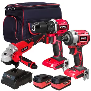 Excel 18V 3 Piece Power Tool Kit with 2 x 5.0Ah Batteries & Charger EXLKIT-16280