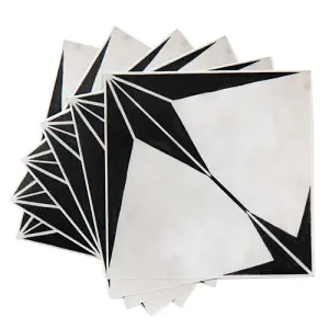 Quadrostyle Astra Black Wall Tile and Furniture Vinyl Stickers 15cm(L) 15cm(W) pack of 6