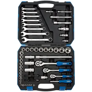 Draper 1/4", 3/8" and 1/2" Sq. Dr. Metric Tool Kit 75 piece 16364