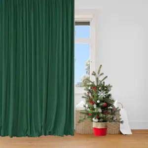 Green Velvet Backdrop Curtain Wrinkle-Free Polyester Fabric Background with Drapes, 3x3 Metres