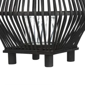 Beliani Rustic Lantern LEYTE Wood Black