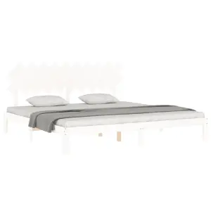 Berkfield Bed Frame with Headboard White 200x200 cm Solid Wood