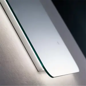 Bathroom Wall Mirror 500 x 700mm - Curved Wall Mirror - Back Light LED Light (3 Tone) - Anti Fog Demister - Magnifying Mirror