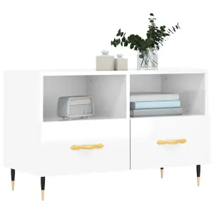 Berkfield TV Cabinet High Gloss White 80x36x50 cm Engineered Wood