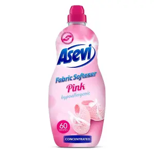 Asevi Fabric Softener, Laundry Conditioner, Liquid Fabric Softener, 1.5L, 60 Washes, Pink (Pack of 3)