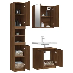 Berkfield 3 Piece Bathroom Cabinet Set Brown Oak Engineered Wood