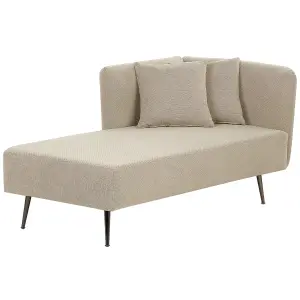 Right Hand Fabric Chaise Lounge Beige RIOM