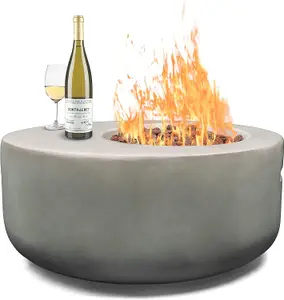 MDA Designs ECHO Light Grey Lavish Garden and Patio Fire Pit with Eco-Stone Finish