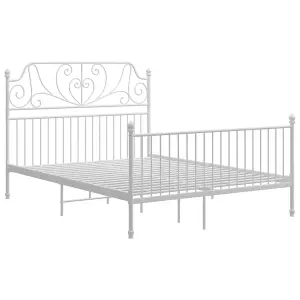 vidaXL Bed Frame White Metal 140x200 cm