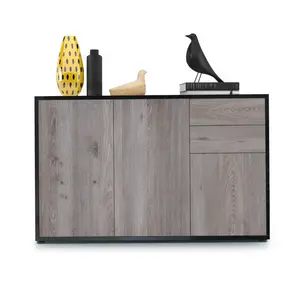 Mcdevitt 117cm Sideboard Black (Glossy)/Nordic Oak