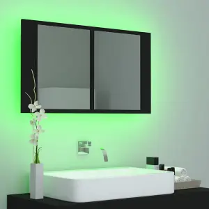 Berkfield LED Bathroom Mirror Cabinet Black 80x12x45 cm