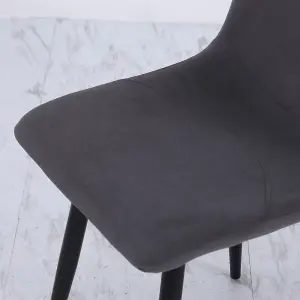 4Pcs Velvet Accent Chair Dining Chair with Metal Legs Dark Grey