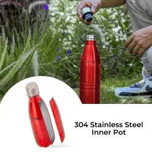 Royalford Stainless Steel Water Bottle 750ML Double Walled Insulated Water Flask, Red