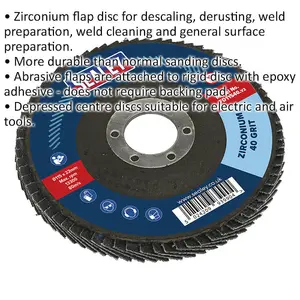 Premium 115mm Zirconium Flap Disc with 22mm Bore - 40 Grit for Surface Preparation