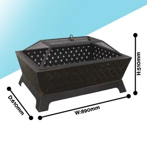 35" Rectangular Outdoor Fire Pit, Antique Bronze Effect - DG44