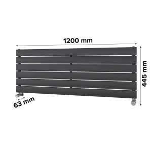 Ximax Vertirad HWH1195600A Anthracite Gas Horizontal Designer panel Radiator, (W)1200mm x (H)445mm