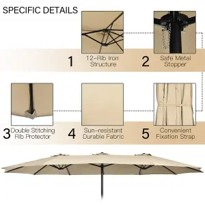 Costway 4.5M Double-Sided Patio Umbrella Extra-Large Market Umbrella w/ Base