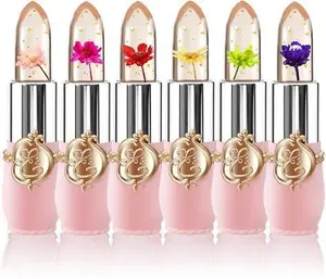 6 Packs Flower Jelly Lipstick Set Magic Temperature Color Change Lip Balm Long Lasting Moisturizer Lip Gloss Flower Jelly Lipstick Makeup Set (6PCS