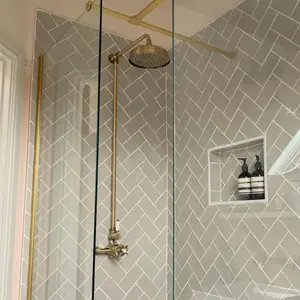 ENKI Trafalgar Antique Brass Traditional Angled Brass Thermostatic Rain Shower Set 200mm