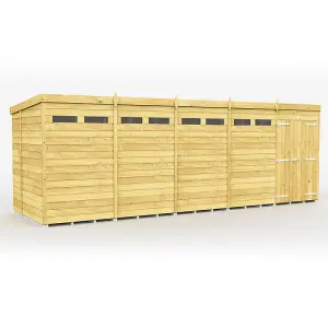 20 x 6 Feet Pent Security Shed - Double Door - Wood - L178 x W589 x H201 cm