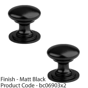 2 PACK - Victorian Tiered Door Knob - 42mm Matt Black Cabinet Pull Handle Round Rose